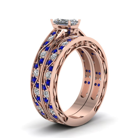 radiant-cut-antique-filigree-wedding-ring-set-with-sapphire-in-rose-gold-FDENS3543RAGSABLANGLE2-NL-RG