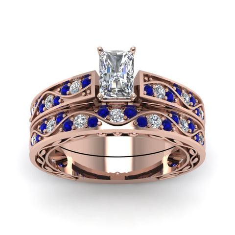 radiant-cut-antique-filigree-wedding-ring-set-with-sapphire-in-rose-gold-FDENS3543RAGSABLANGLE5-NL-RG