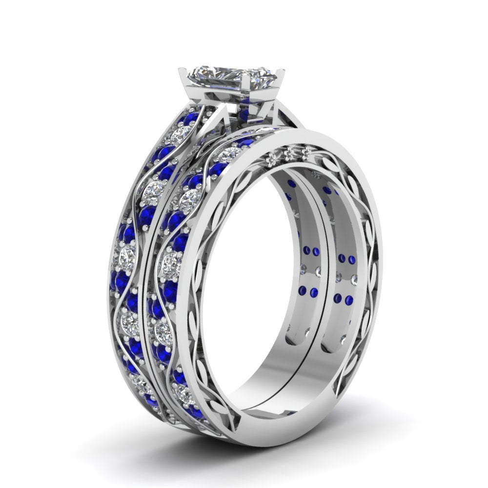 radiant-cut-antique-filigree-wedding-ring-set-with-sapphire-in-white-gold-FDENS3543RAGSABLANGLE2-NL-WG