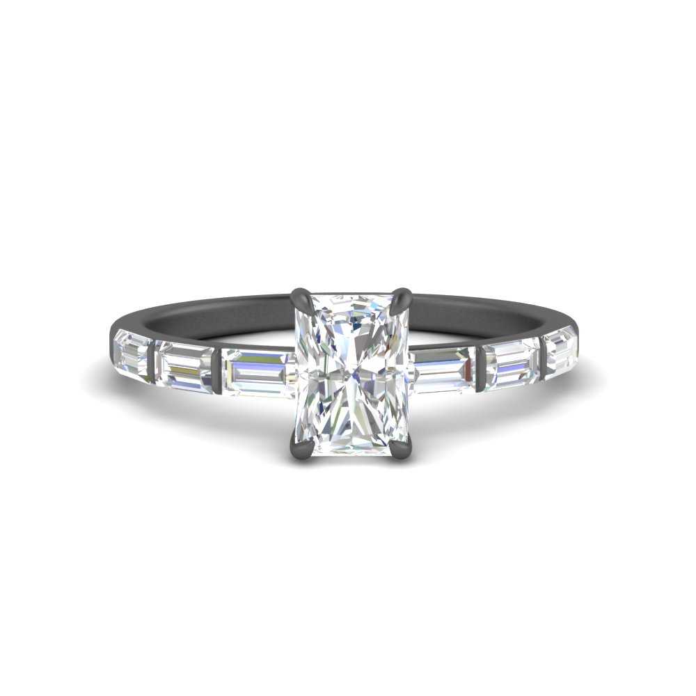 Baguette Thin Band Radiant Cut Engagement Ring