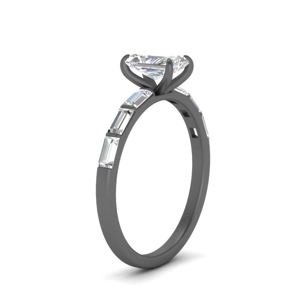 Baguette Thin Band Radiant Cut Engagement Ring