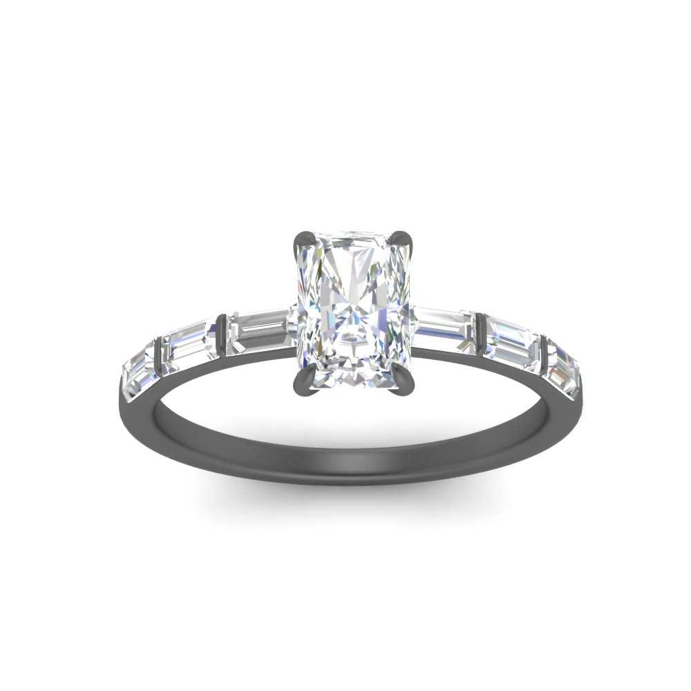 Baguette Thin Band Radiant Cut Engagement Ring