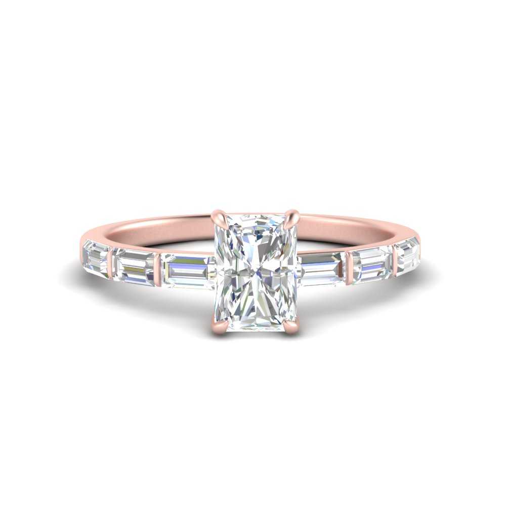 Baguette Thin Band Radiant Cut Engagement Ring