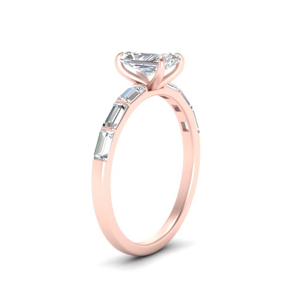Baguette Thin Band Radiant Cut Engagement Ring