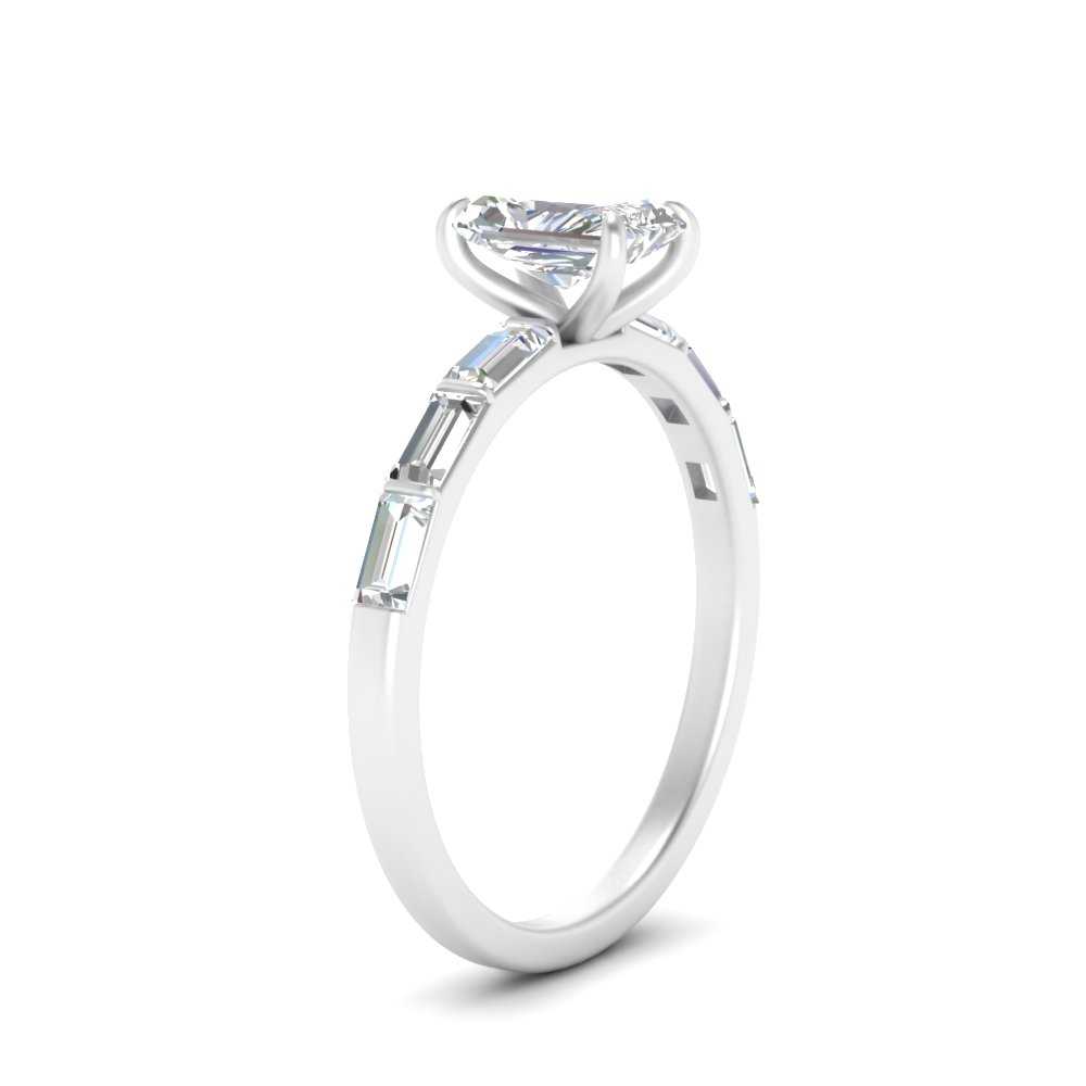 Baguette Thin Band Radiant Cut Engagement Ring