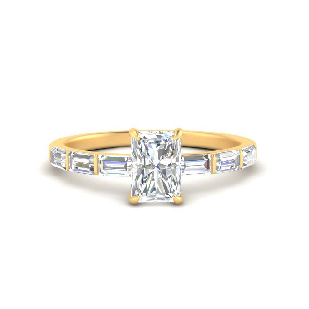 Baguette Thin Band Radiant Cut Engagement Ring