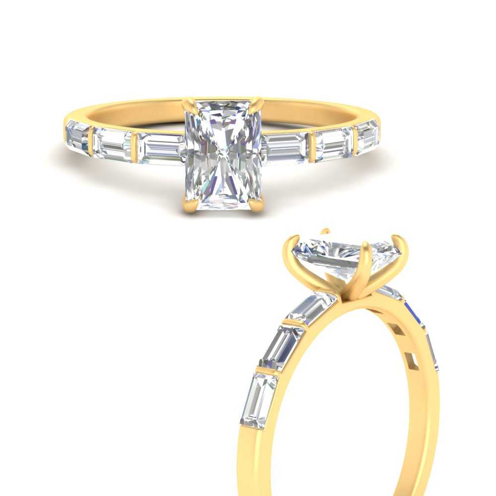 Baguette Thin Band Radiant Cut Engagement Ring