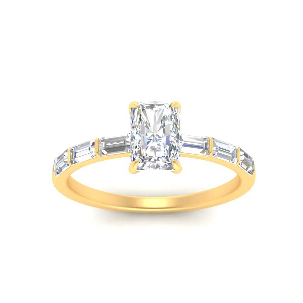 Baguette Thin Band Radiant Cut Engagement Ring
