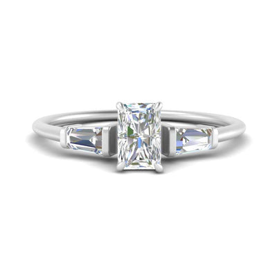 Radiant Cut Lab Created Baguette Accent Three Stone Ring