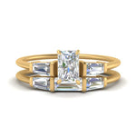Load image into Gallery viewer, radiant-cut-bar-set-diamond-ring-with-matching-3-baguette-wedding-band-in-FDENS100RA-NL-YG
