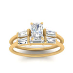 Load image into Gallery viewer, radiant-cut-bar-set-diamond-ring-with-matching-3-baguette-wedding-band-in-FDENS100RA-NL-YG
