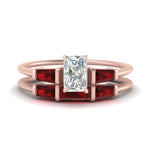 Load image into Gallery viewer, radiant-cut-bar-set-ruby-ring-with-matching-3-baguette-wedding-band-in-FDENS100RAGRUDR-NL-RG

