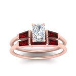 Load image into Gallery viewer, radiant-cut-bar-set-ruby-ring-with-matching-3-baguette-wedding-band-in-FDENS100RAGRUDR-NL-RG
