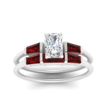 Load image into Gallery viewer, radiant-cut-bar-set-ruby-ring-with-matching-3-baguette-wedding-band-in-FDENS100RAGRUDR-NL-WG
