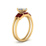 Load image into Gallery viewer, radiant-cut-bar-set-ruby-ring-with-matching-3-baguette-wedding-band-in-FDENS100RAGRUDR-NL-YG
