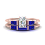 Load image into Gallery viewer, radiant-cut-bar-set-sapphire-ring-with-matching-3-baguette-wedding-band-in-FDENS100RAGSABL-NL-RG
