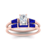 Load image into Gallery viewer, radiant-cut-bar-set-sapphire-ring-with-matching-3-baguette-wedding-band-in-FDENS100RAGSABL-NL-RG
