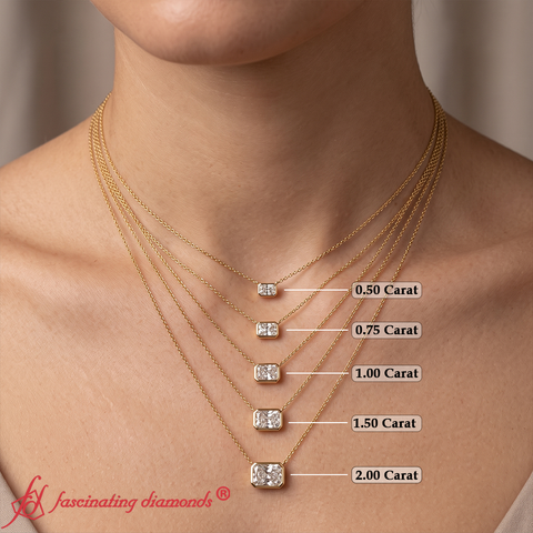 East West Radiant Cut Bezel Diamond Pendant