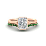Load image into Gallery viewer, radiant-cut-bezel-solitaire-ring-with-emerald-band-in-rose-gold-FD11229RAGEMGR-NL-RG_83220c90-02e0-4295-889b-f545ea8b6fef.jpg?v=1758702954