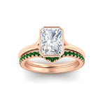 Load image into Gallery viewer, radiant-cut-bezel-solitaire-ring-with-emerald-band-in-rose-gold-FD11229RAGEMGRANGLE5-NL-RG_6ecd48c0-2b58-457e-8c5c-616992e74e43.jpg?v=1758702954