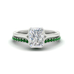 Load image into Gallery viewer, radiant-cut-bezel-solitaire-ring-with-emerald-band-in-white-gold-FD11229RAGEMGR-NL-WG.jpg?v=1758702888