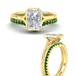 Load image into Gallery viewer, radiant-cut-bezel-solitaire-ring-with-emerald-band-in-yellow-gold-FD11229RAGEMGRANGLE3-NL-YG_eb057987-3eb1-4b68-b79a-178883b9190e.jpg?v=1758702954