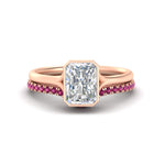 Load image into Gallery viewer, radiant-cut-bezel-solitaire-ring-with-pink-sapphire-band-in-rose-gold-FD11229RAGSADRPI-NL-RG.jpg?v=1758702887