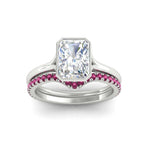 Load image into Gallery viewer, radiant-cut-bezel-solitaire-ring-with-pink-sapphire-band-in-white-gold-FD11229RAGSADRPIANGLE5-NL-WG_d7bd2a27-7ac1-4b74-9d35-2f96659ec275.jpg?v=1758702953