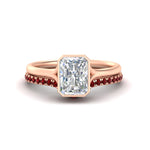 Load image into Gallery viewer, radiant-cut-bezel-solitaire-ring-with-ruby-band-in-rose-gold-FD11229RAGRUDR-NL-RG.jpg?v=1758702888
