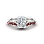 Load image into Gallery viewer, radiant-cut-bezel-solitaire-ring-with-ruby-band-in-white-gold-FD11229RAGRUDR-NL-WG_7c72f838-1306-43a6-baf8-d79a9ddf6fb4.jpg?v=1758702954