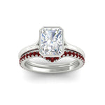 Load image into Gallery viewer, radiant-cut-bezel-solitaire-ring-with-ruby-band-in-white-gold-FD11229RAGRUDRANGLE5-NL-WG_987ac132-cb56-4e85-8f68-1eb6059e0007.jpg?v=1758702954