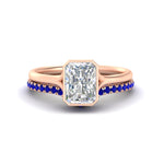 Load image into Gallery viewer, radiant-cut-bezel-solitaire-ring-with-sapphire-band-in-rose-gold-FD11229RAGSABL-NL-RG.jpg?v=1758702888