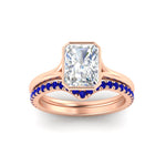 Load image into Gallery viewer, radiant-cut-bezel-solitaire-ring-with-sapphire-band-in-rose-gold-FD11229RAGSABLANGLE5-NL-RG_282dc939-c26c-4f4e-94a6-49c735c43566.jpg?v=1758702953