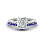 Load image into Gallery viewer, radiant-cut-bezel-solitaire-ring-with-sapphire-band-in-white-gold-FD11229RAGSABL-NL-WG_5944d411-4e49-4ef1-b06a-abe523df75fd.jpg?v=1758702953