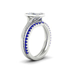 Load image into Gallery viewer, radiant-cut-bezel-solitaire-ring-with-sapphire-band-in-white-gold-FD11229RAGSABLANGLE2-NL-WG.jpg?v=1758702887
