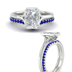 Load image into Gallery viewer, radiant-cut-bezel-solitaire-ring-with-sapphire-band-in-white-gold-FD11229RAGSABLANGLE3-NL-WG.jpg?v=1758702888