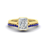Load image into Gallery viewer, radiant-cut-bezel-solitaire-ring-with-sapphire-band-in-yellow-gold-FD11229RAGSABL-NL-YG.jpg?v=1758702888