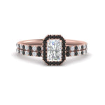 Load image into Gallery viewer, radiant-cut-black-diamond-halo-wedding-ring-set-in-rose-gold-FD-8523RAGBLACK-NL-RG
