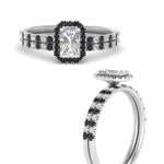 Load image into Gallery viewer, radiant-cut-black-diamond-halo-wedding-ring-set-in-white-gold-FD-8523RAGBLACK-NL-WG