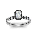 Load image into Gallery viewer, radiant-cut-black-diamond-halo-wedding-ring-set-in-white-gold-FD-8523RAGBLACK-NL-WG
