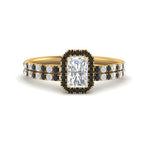 Load image into Gallery viewer, radiant-cut-black-diamond-halo-wedding-ring-set-in-yellow-gold-FD-8523RAGBLACK-NL-YG
