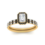 Load image into Gallery viewer, radiant-cut-black-diamond-halo-wedding-ring-set-in-yellow-gold-FD-8523RAGBLACK-NL-YG
