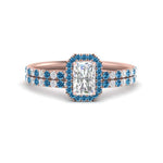 Load image into Gallery viewer, radiant-cut-blue-topaz-halo-wedding-ring-set-in-rose-gold-FD-8523RAGICBLTO-NL-RG
