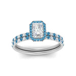Load image into Gallery viewer, radiant-cut-blue-topaz-halo-wedding-ring-set-in-white-gold-FD-8523RAGICBLTO-NL-WG