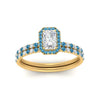 Load image into Gallery viewer, radiant-cut-blue-topaz-halo-wedding-ring-set-in-yellow-gold-FD-8523RAGICBLTO-NL-YG