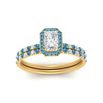 Load image into Gallery viewer, radiant-cut-blue-topaz-halo-wedding-ring-set-in-yellow-gold-FD-8523RAGICBLTO-NL-YG