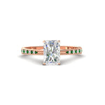 Load image into Gallery viewer, radiant-cut-cathedral-pave-diamond-engagement-ring-with-emerald-in-rose-gold-FD11145RARGEMGR-NL-RG
