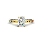 Load image into Gallery viewer, radiant-cut-cathedral-pave-diamond-engagement-ring-with-ruby-in-yellow-gold-FD11145RARGRUDR-NL-YG
