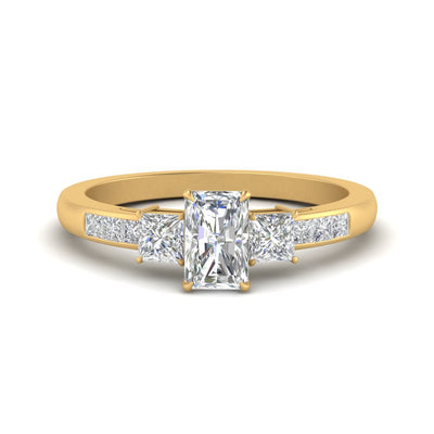 Radiant Cut Channel Three Stone Classic Diamond Ring