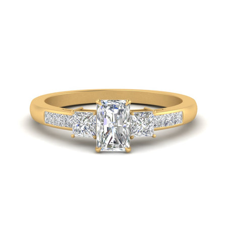 Radiant Cut Channel Three Stone Classic Diamond Ring